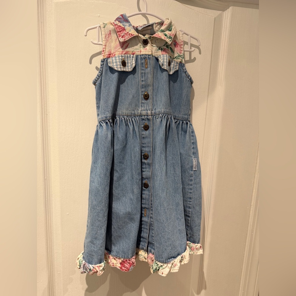 Denim Floral Kids Dress